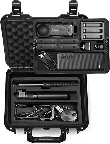 Lekufee Funda de transporte impermeable para cámara Insta360 X5, Insta360 X4, Insta360 X3 y otros accesorios (solo funda), Negro -, Funda rígida