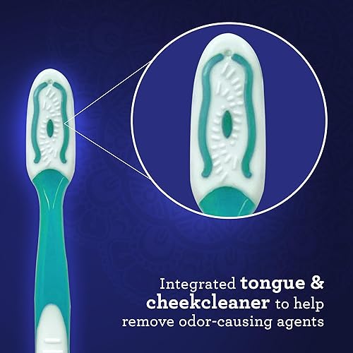 Miniatura 3 de GuruNanda Cepillo de dientes multiacción con limpiador de lengua, cerdas suaves para dientes y encías sensibles, colores surtidos, paquete de 8