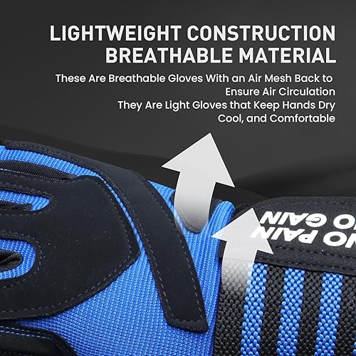 Miniatura 4 de FINGER TEN Guantes de entrenamiento de levantamiento de pesas, medio dedo completo con soporte para correa de muñeca, agarre acolchado para