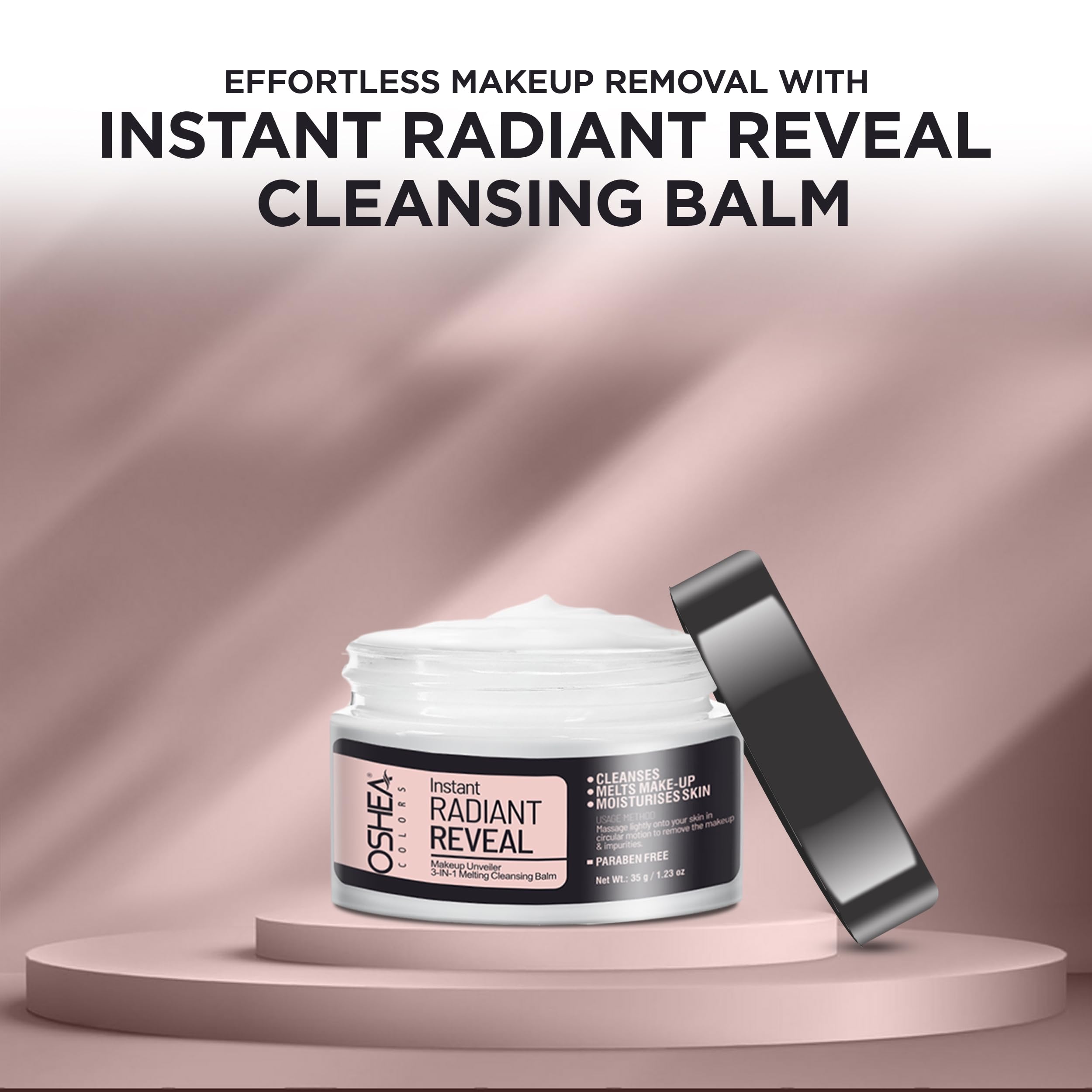 Oshea Colors Instant Radiant Reveal Makeup Remover Cleansing Balm | Moisturizes Skin with Gentle Cleansing & Makeup Melting Formula | Paraben-Free | 35g - Image 7 thumbnail