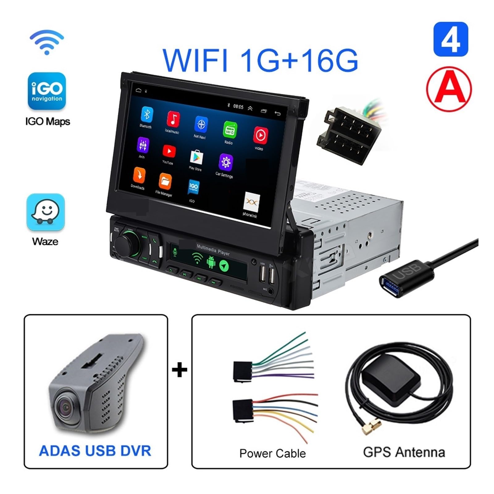 Nawigacja satelitarna Wbudowany Ekran Radio Samochodowe Nawigacja Samochodowa Multimedialny Odtwarzacz Wideo(A GPS-1-16GB-DVR)