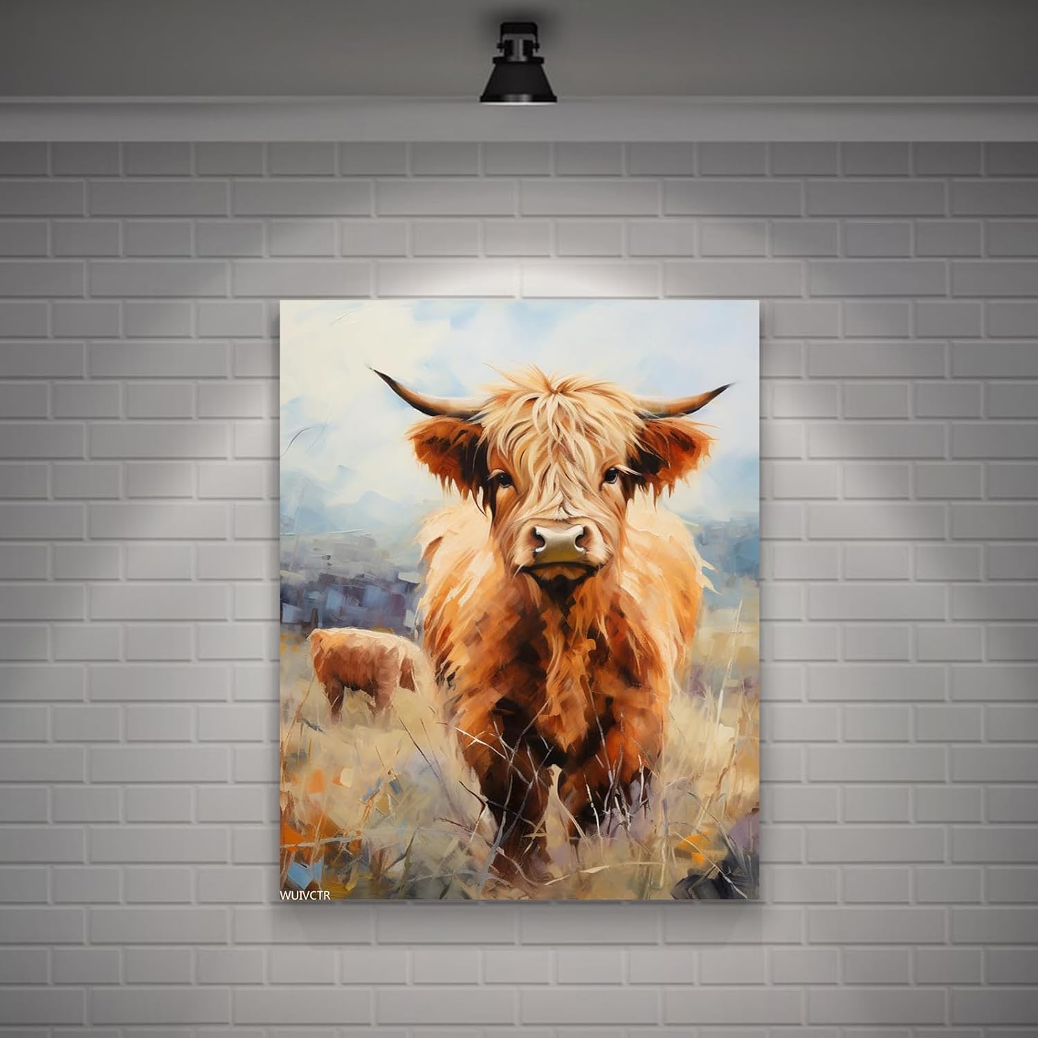 WUIVCTR DIY Paint by Number for Adults Beginner, Farm Animal Highland Cow, Painting by Number Oil Painting with Brushes and Acrylic Pigment, 40x50cm