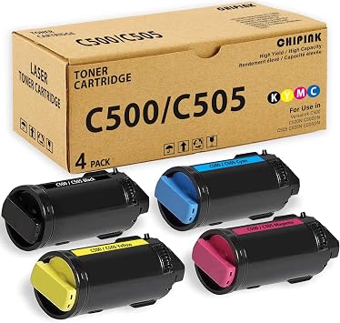 Versalink C505 Toner Bundle Replacement Compatible with VersaLink C500 Toner 106R03862 106R03861 106R03860 106R03859 Ink for Xerox VersaLink C505 C500 Printer 4 Pack, Black Cyan Yellow Magenta