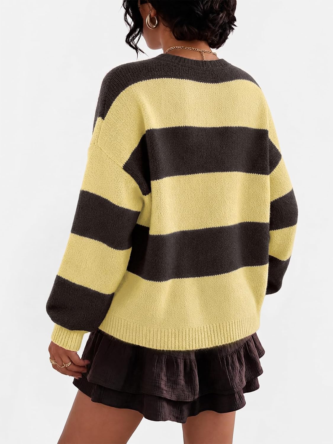  Womens Oversized Striped Cardigan Sweaters Chunky Fall Outfits thumbnail