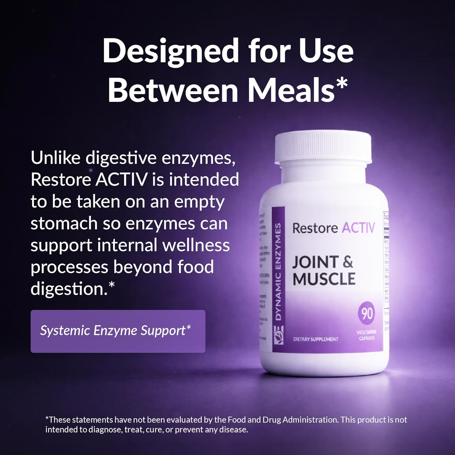 Restore ACTIV Systemic Enzymes – Acid-Resistant Serrapeptase 90,000 SPU + Nattokinase 400 FU – Protease Blend for Muscle, Joint & Tissue Support – Supports Healthy Circulation – 90 Veg Caps