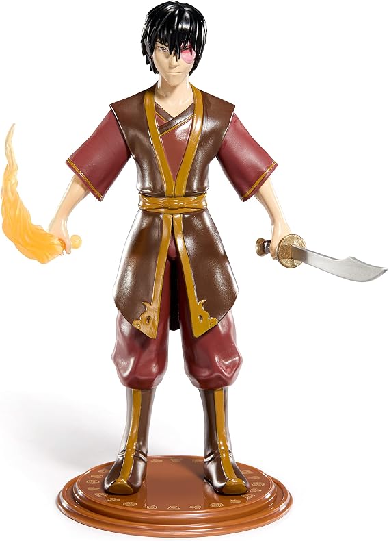 BendyFigs The Noble Collection Avatar Zuko - Noble Toys 19cm Bendable Posable Collectible Doll Figure With Stand and Mini Accessory