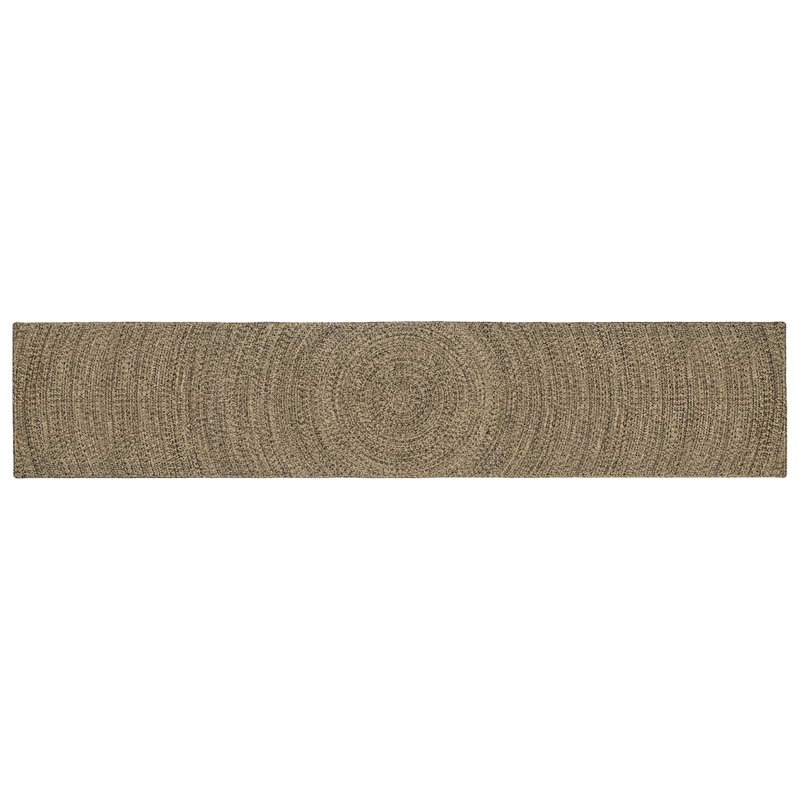 Tapis de couloir contemporain en jute noir et naturel, grand tapis de sol salon