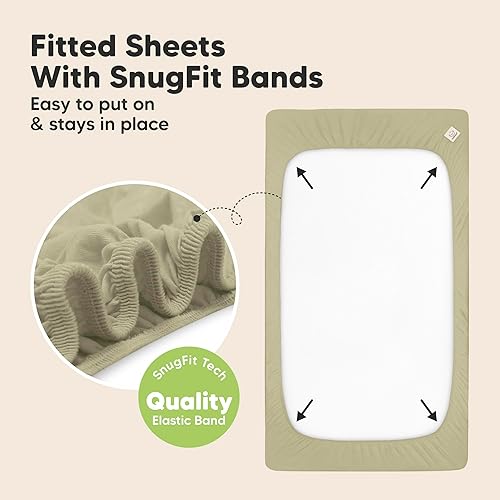 Miniatura 78 de 2-Pack Waterproof Baby Crib Sheets for Boys, Girls - 52x28 Viscose Derived from Bamboo Toddler Bed Sheet Neutral, Fitted Crib Mattress Protector