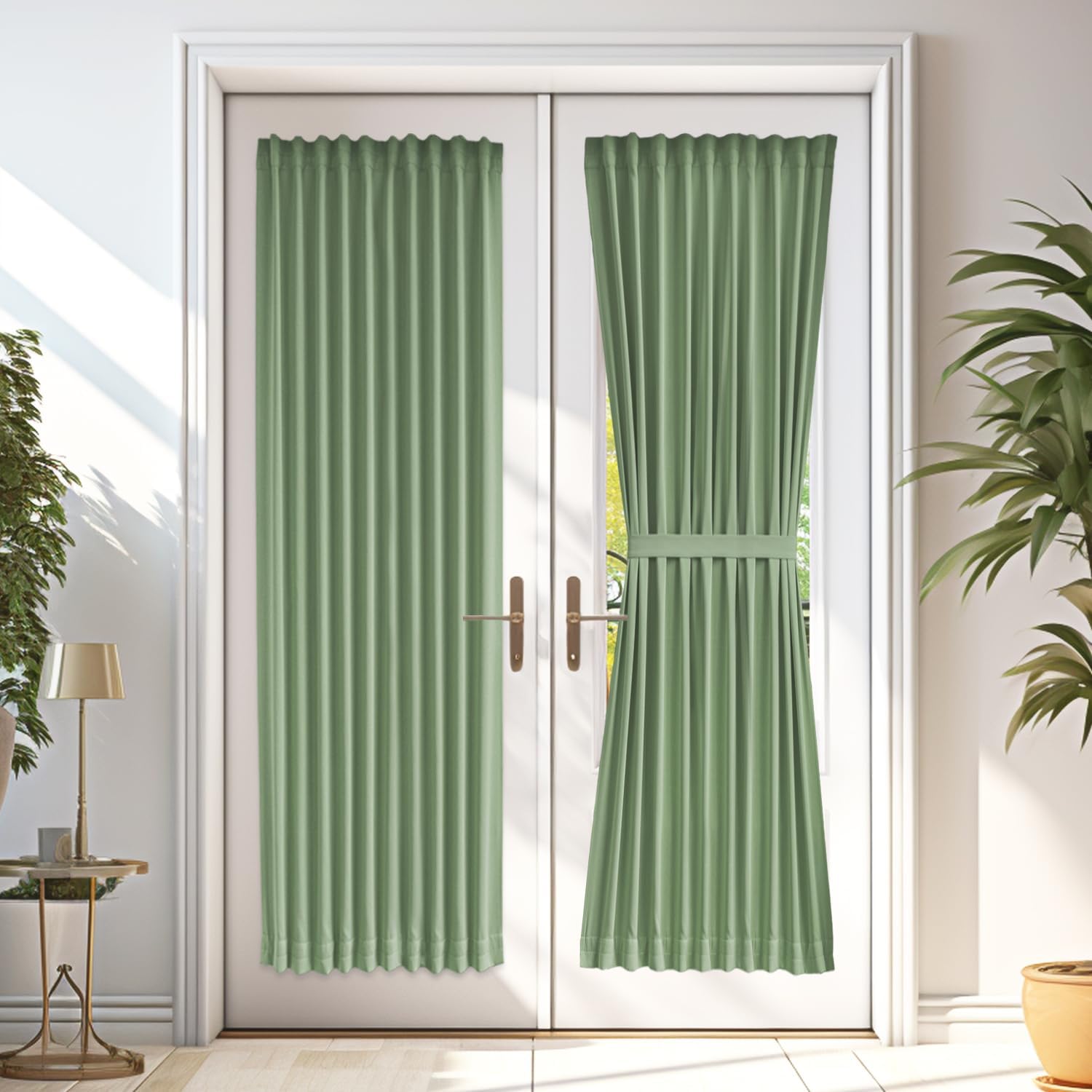 Vatge Sage Green French Door Curtain Panel Sidelight Door