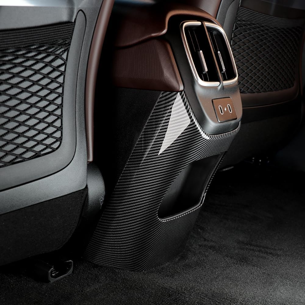 Cnaurda ABS Car Rear Air Vent Outlet Cover,Rear Center Console Air Conditioning Outlet Vent Anti-Kick Cover Compatible with Hyundai Ioniq 6 2023 2024 2025 LHD/RHD Accessories (Carbon Fiber)