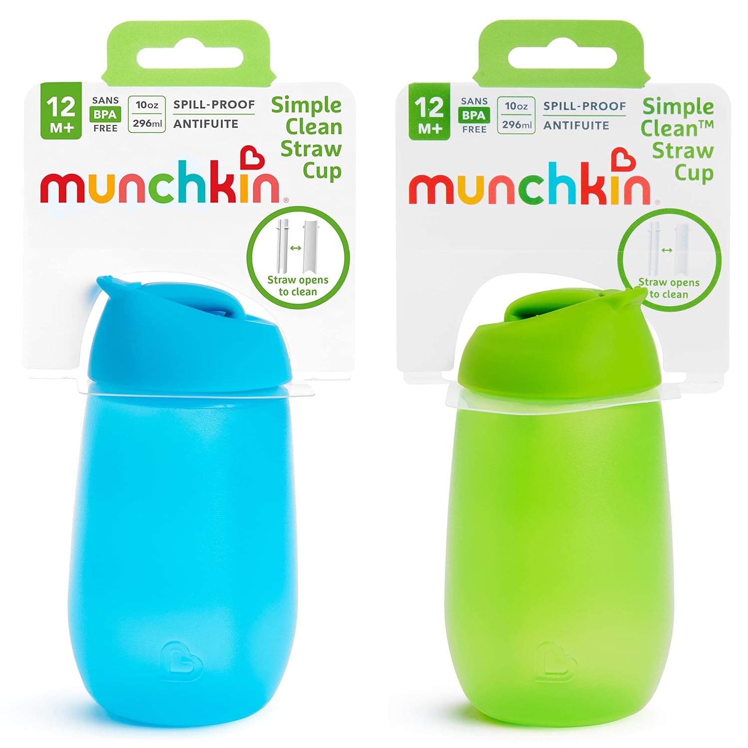 Munchkin Simple Clean Straw Cup, 10 Ounce, 2 Pack, Blue/Green : Everything Else