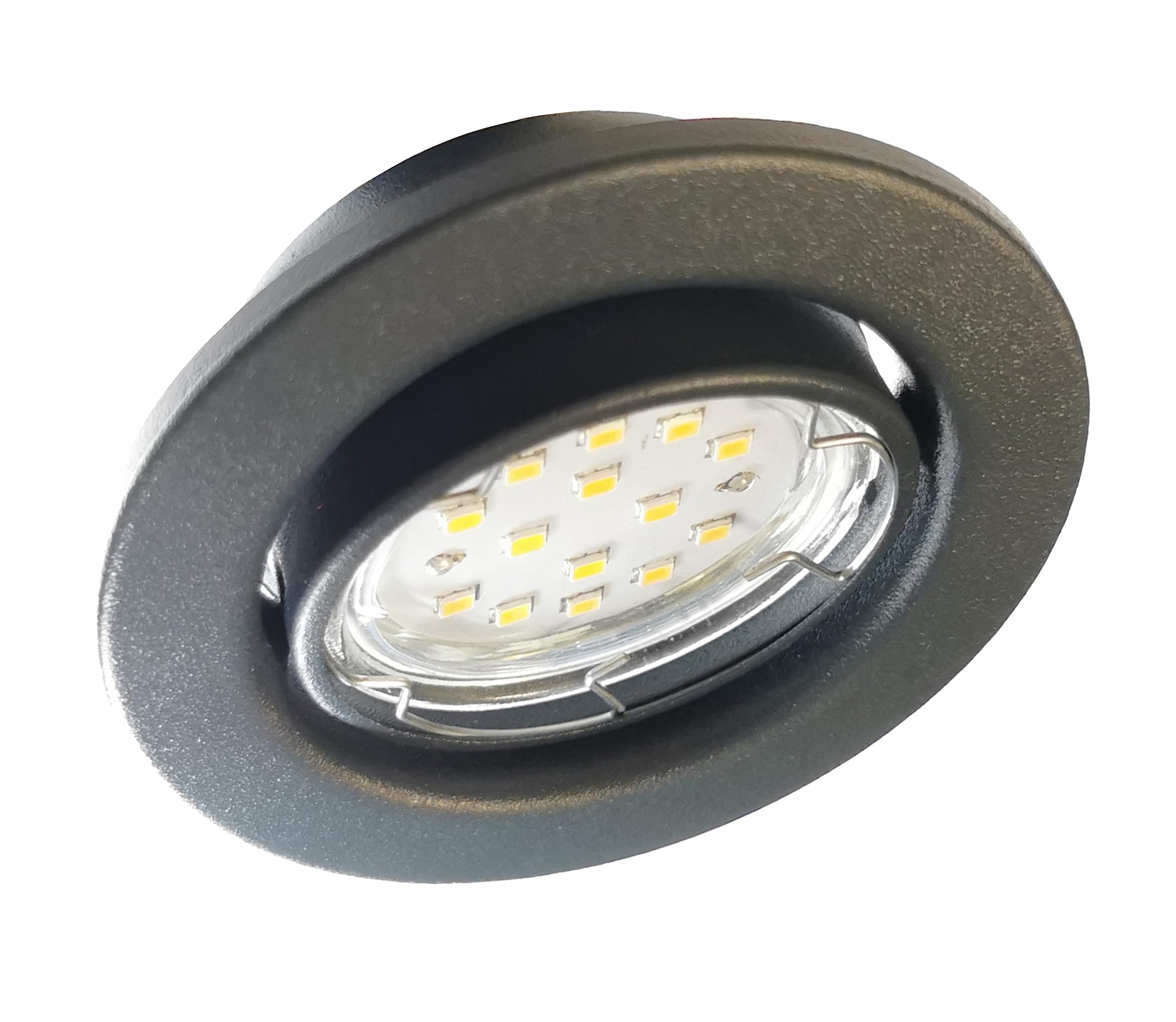 Trango 6er Set 6729-061MO LED Einbaustrahler in Anthrazit matt schwenkbar inkl. 6x 5 Watt 3000K warmweiß Ultra Flach LED Modul, Einbauspots, Deckenstrahler, Deckenlampe, Badleuchte, Deckenleuchte