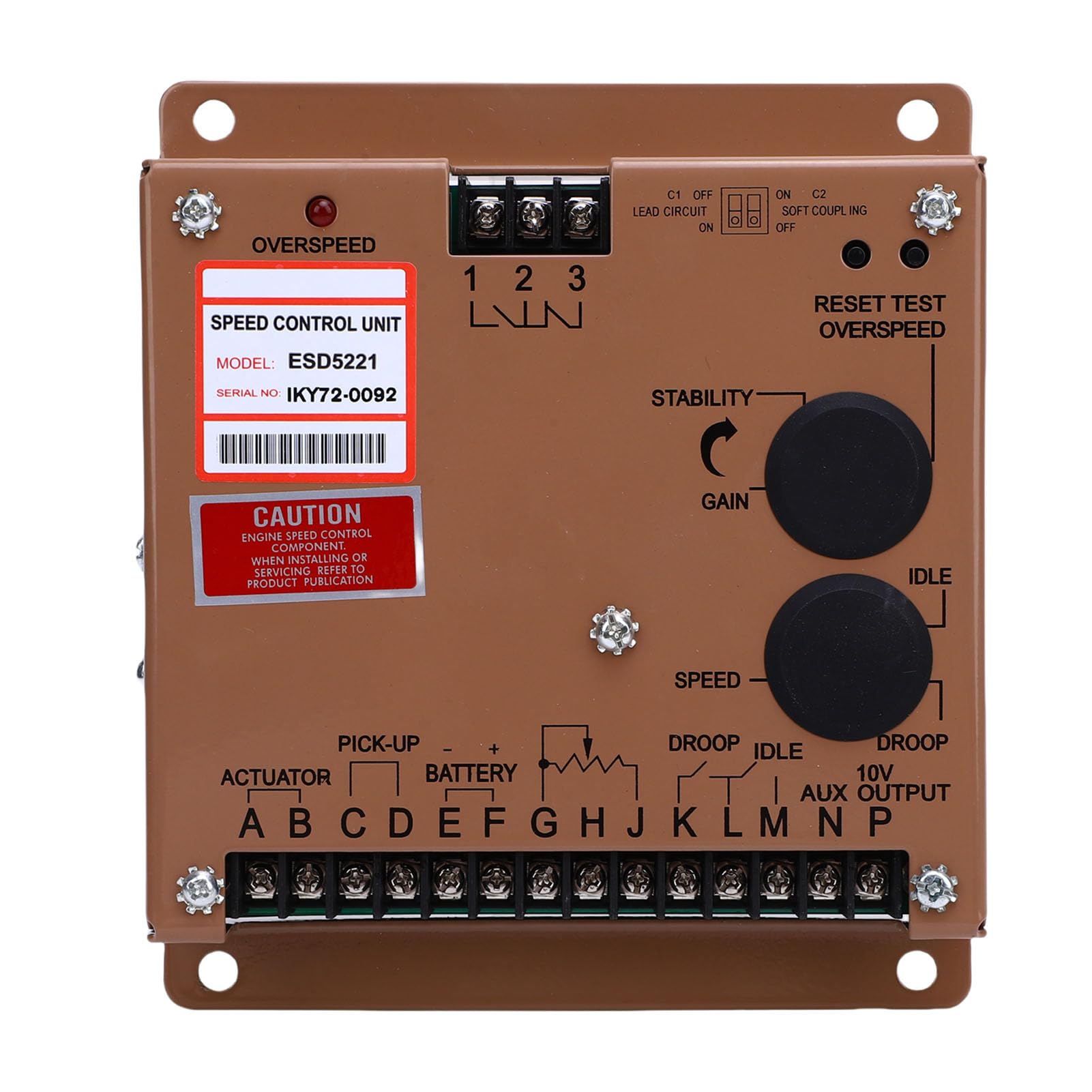 Unità di Controllo della velocità ESD5221, Controller del Regolatore del Motore del Generatore Regolabile con Protezione da velocità Eccessiva per Vari Gruppi Elettrogeni
