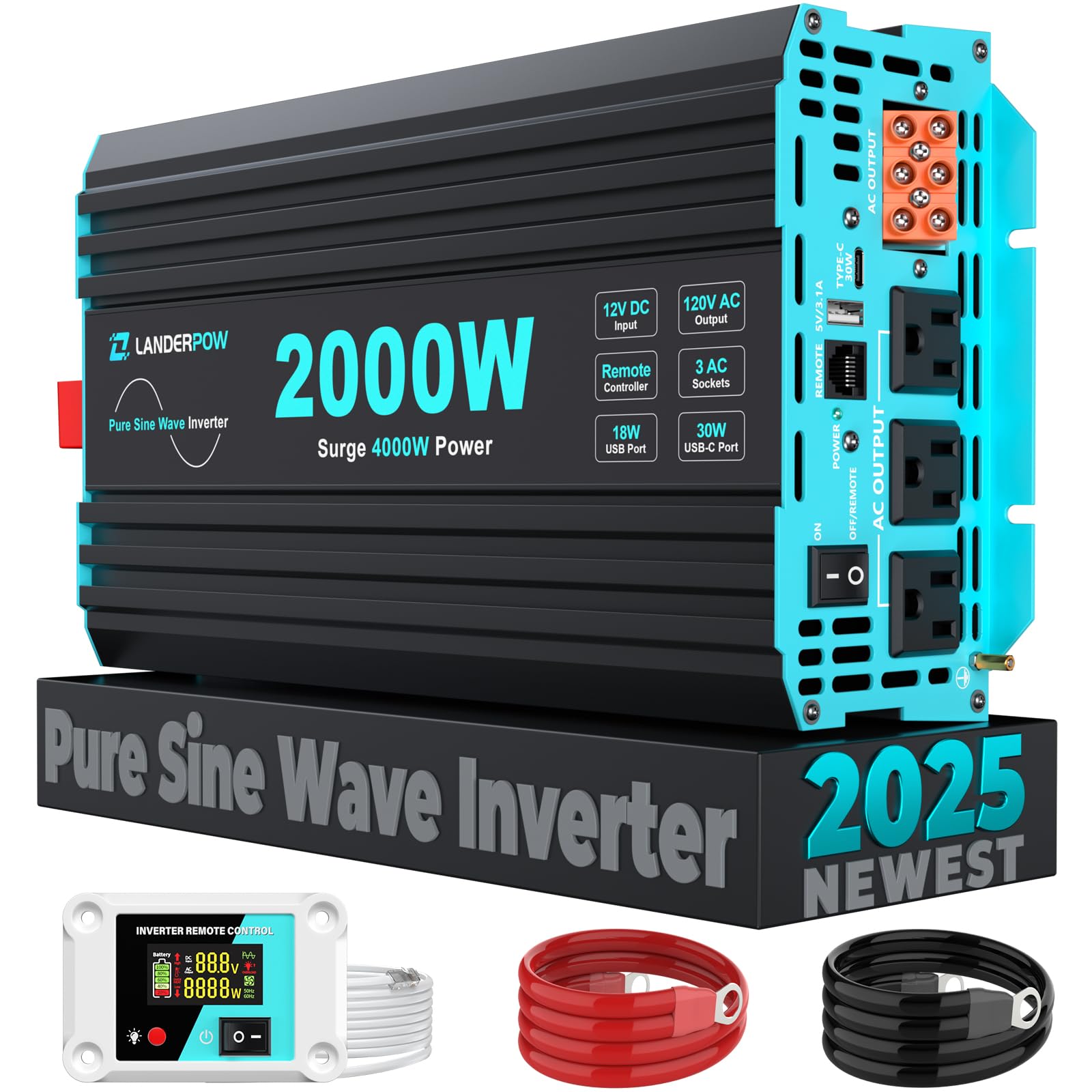 LANDERPOW 2000W Pure Sine Wave Inverter