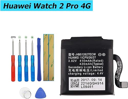 Miniatura 3 de Vvsialeek HB512627ECW - Batería de repuesto compatible con Huawei Watch 2 Pro 4G EO-DLXXU Watch GT LEO-B09 LE0-BX9 Leo-BX9 con kit de herramientas