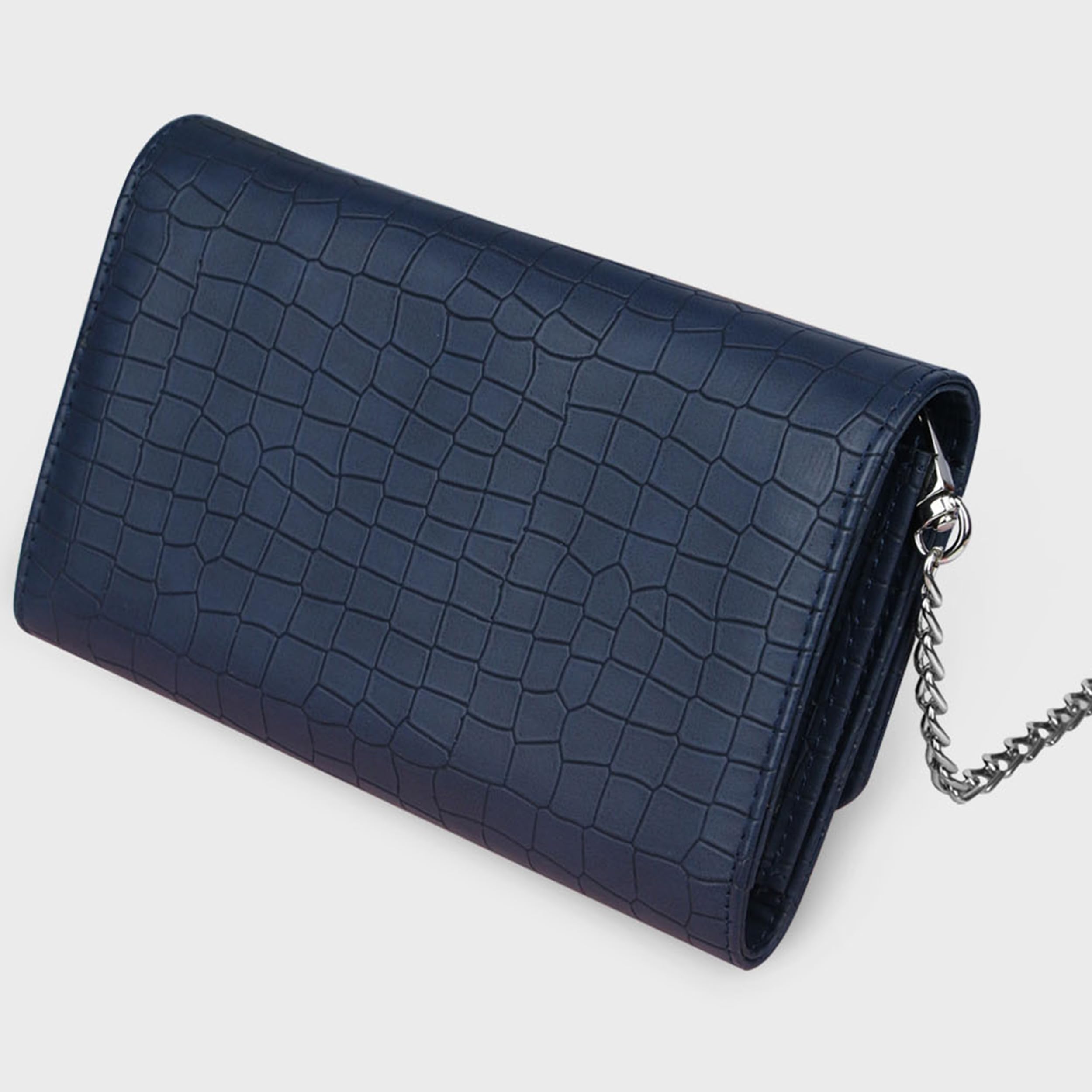 The Wallet Store Croco Design Sling Bag - Blue