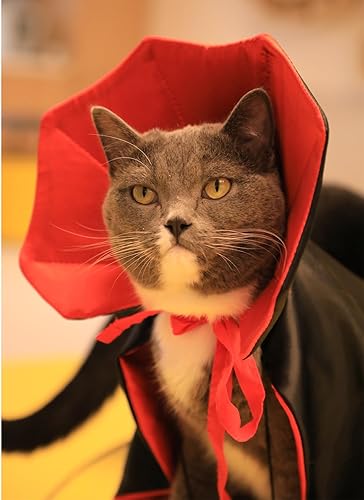 Dog Cat Vampire Cloak Costume for Small Medium Large Dogs Cats, Halloween Dog Costumes Cat Vampire Cloak(Small)