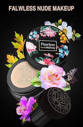 Miniatura 9 de Air Cushion CC Cream Corrector Hidratante Cepillo de Cabeza de Seta Impermeable Maquillaje Base Humectante BB Crema para Mujeres Niñas (flores)