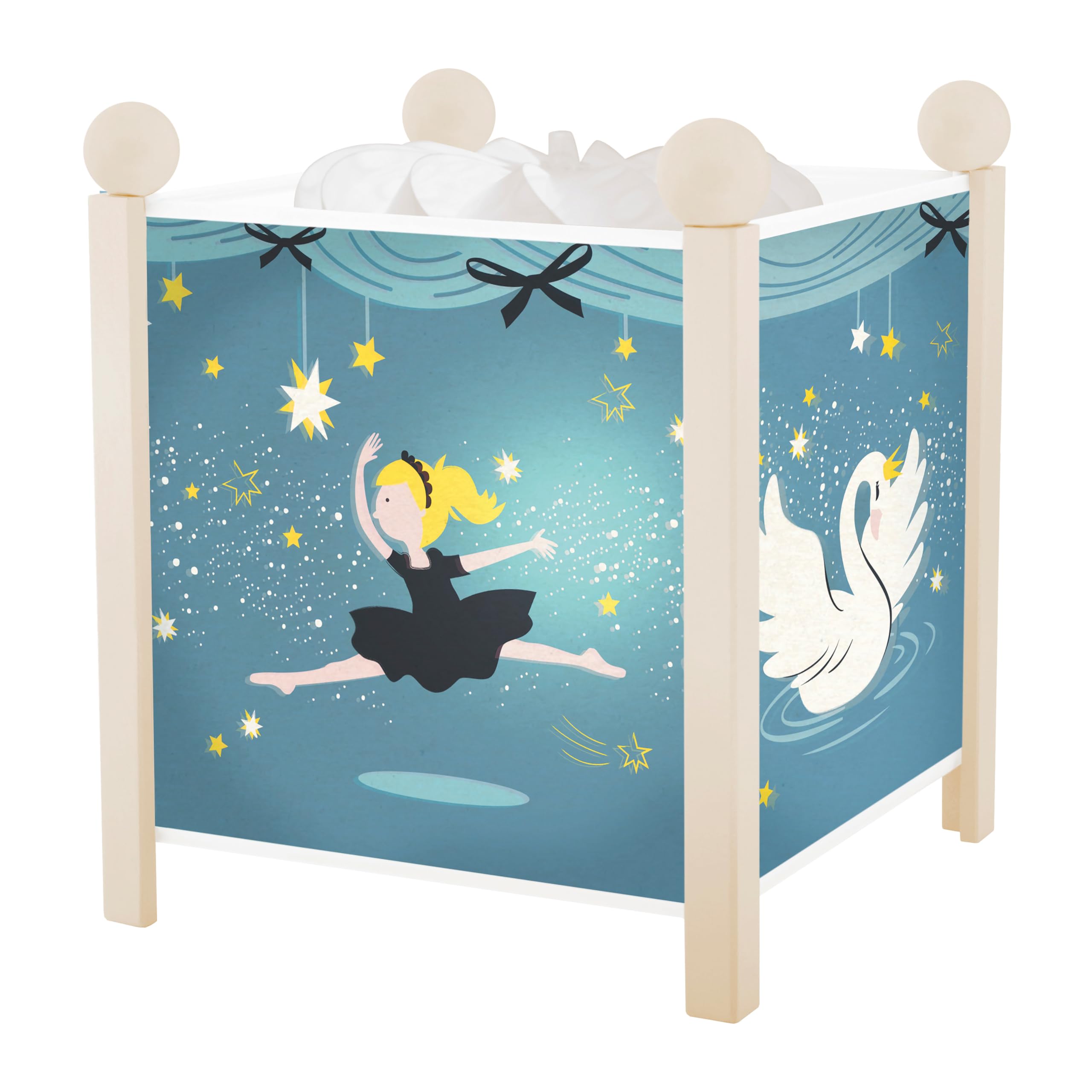 Trousselier - Balerina - lampka nocna - magiczna latarnia - idealny prezent urodzinowy - kolor biały - animowane obrazy - uspokajające światło - żarówka 12 V 10 W w zestawie - wtyczka UE
