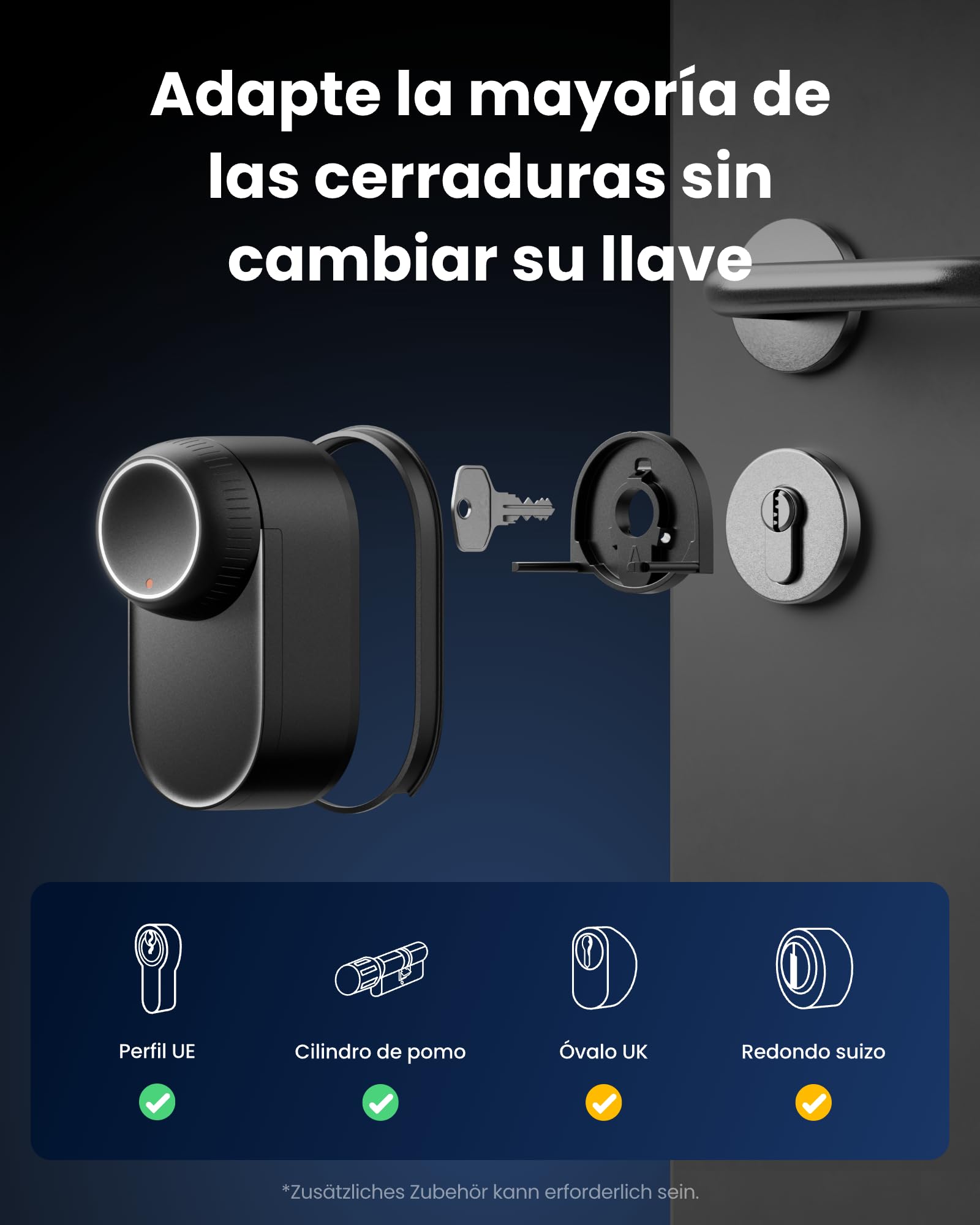 SwitchBot Cerradura Ultra Inteligente con Wi-Fi con Teclado Vision Pro, reconocimiento facial y de la palma en 3D, desbloqueo sin contacto, cilindros de perfil europeo, Matter, Alexa, Google e IFTTT