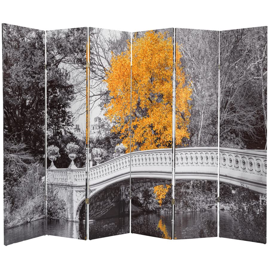 Legacy Decor6 Panel Room Divider Privacy Screen Double Side Digital Print New York Central Park Bow Bridge