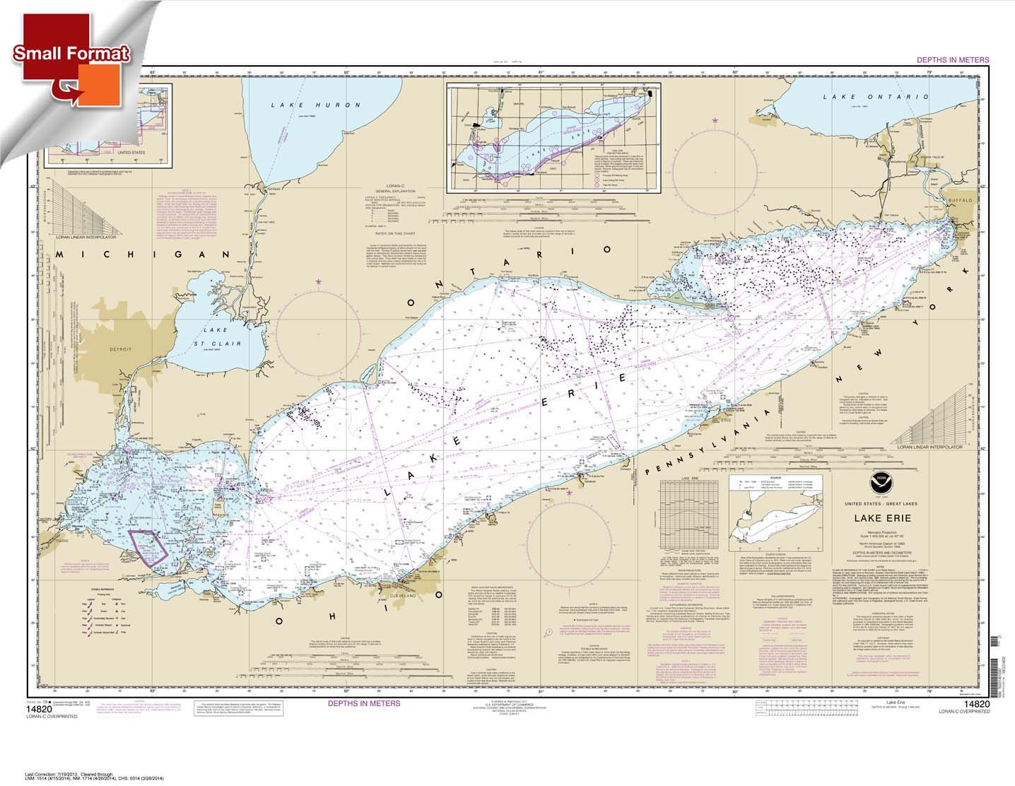 Paradise Cay Publications, Inc. NOAA Chart 14820: Lake Erie 21.00 x 27.11 (Small Format Waterproof)