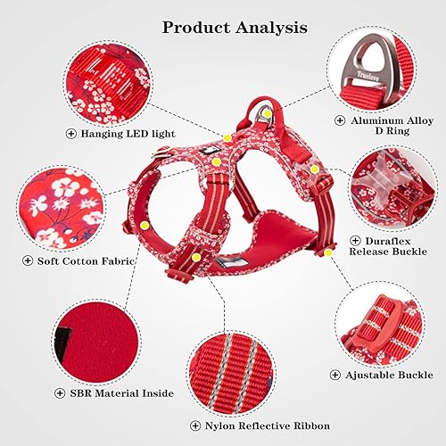 Miniatura 2 de Truelove TLH5655 - Arnés para perro con clip frontal ajustable, ajustable, sin tirones, reflectante, cómodo, duradero, suave, de algodón, con asa