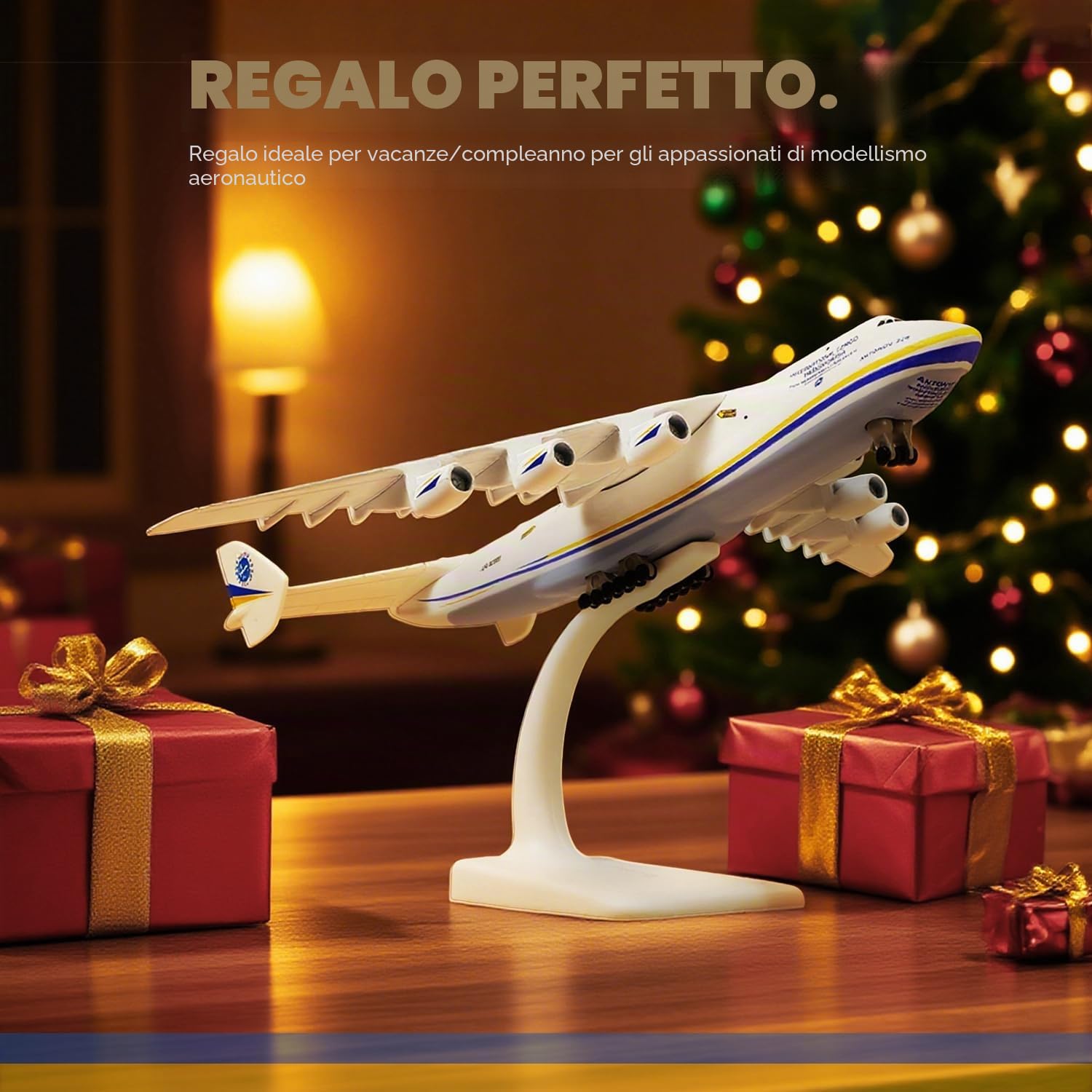 Antonov An-225 Mriya, modello in metallo pressofuso in scala 1/400 (livrea ucraina), grande aereo da trasporto strategico in miniatura per adulti appassionati di aviazione e modellismo