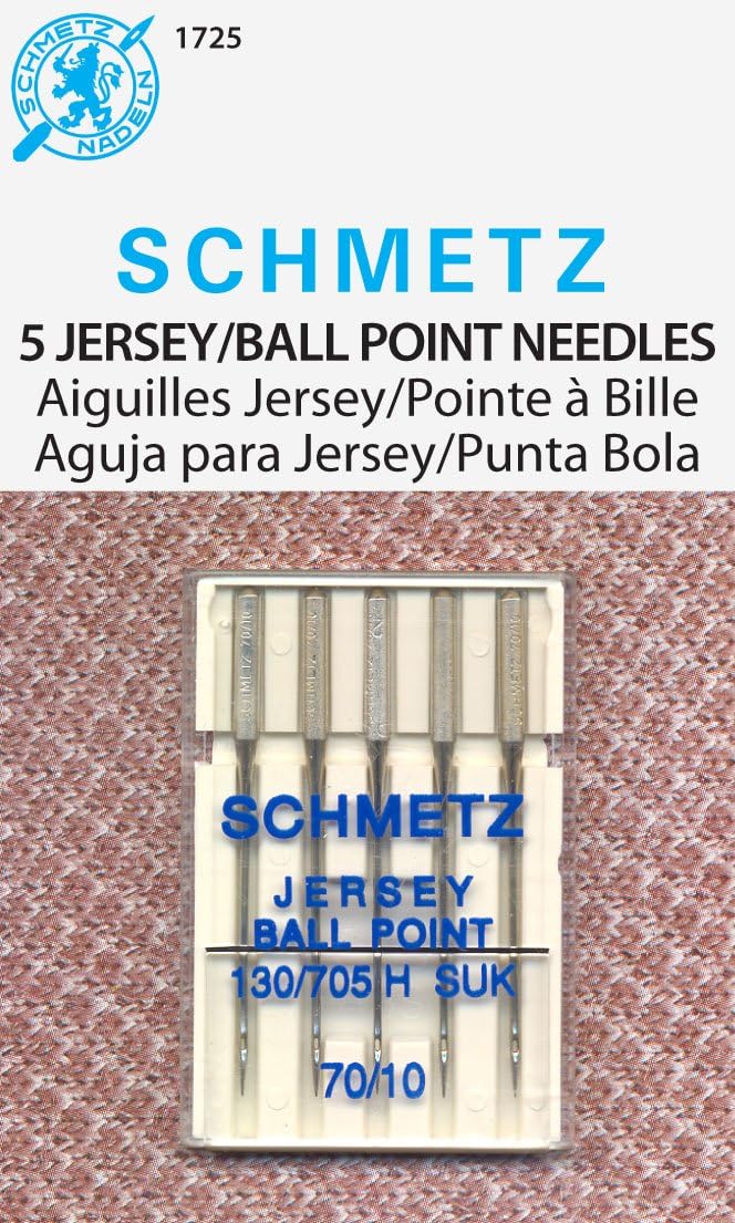 SCHMETZ Jersey Ball Point Sewing Machine Needles – Stretch Knit & Universal Supplies, Size 70/10, 5-Needle Cards, Pack of 5