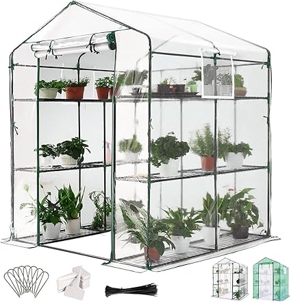 Amazon Com Quictent 溫室螢幕門和窗戶 3 層6 層架52 X 142 2 X 197 6 公分 步入式種植花園溫室 適用於wintet 室內室外 50 個植物名稱標籤 10 個賭樁和