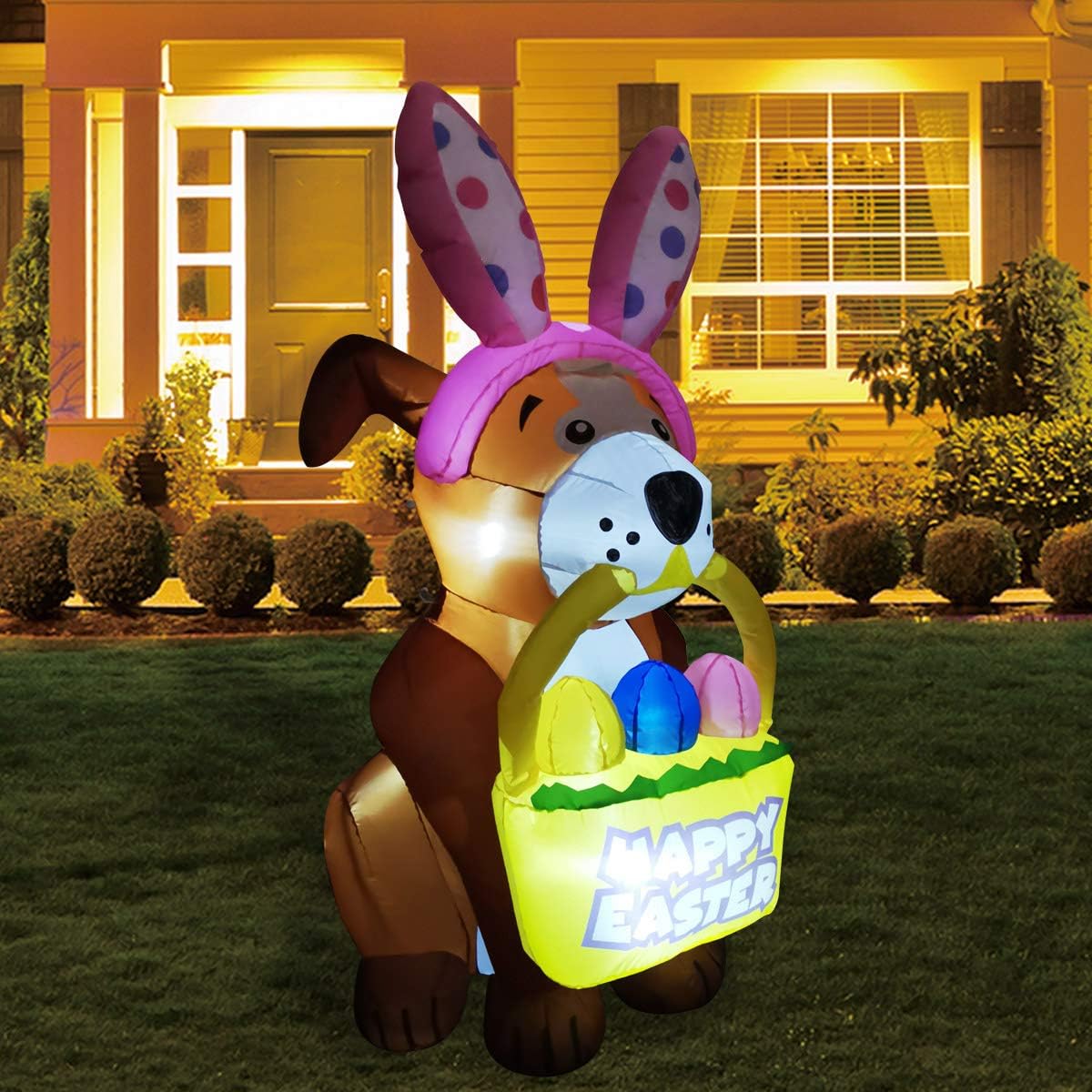 GOOSH 5 FT Height Christmas Inflatables Outdoor Dog with a Bunny Headband, Blow Up Yard Decoration Clearance with LED Lights Built-in for Holiday/Christmas/Party/Yard/Garden : Patio, Lawn & Garden