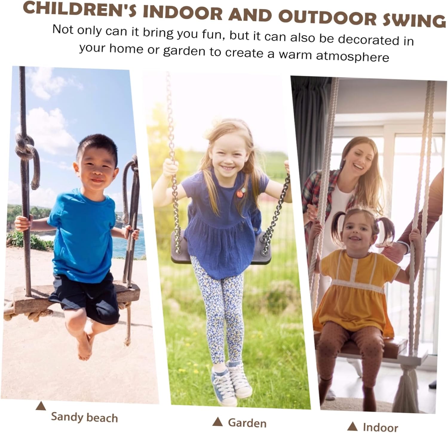 Practical Hemp Rope Swing Boys and Girls Chair Easy Assembly Hanging Seat for Garden