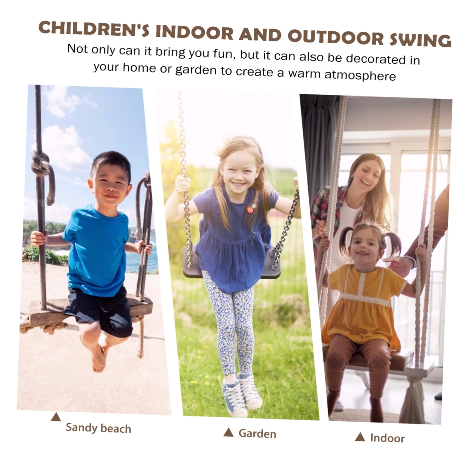 Toddmomy Wooden Swing for Adults Boys and Girls Easy to Install Practical Outdoor Swing Made from Rope