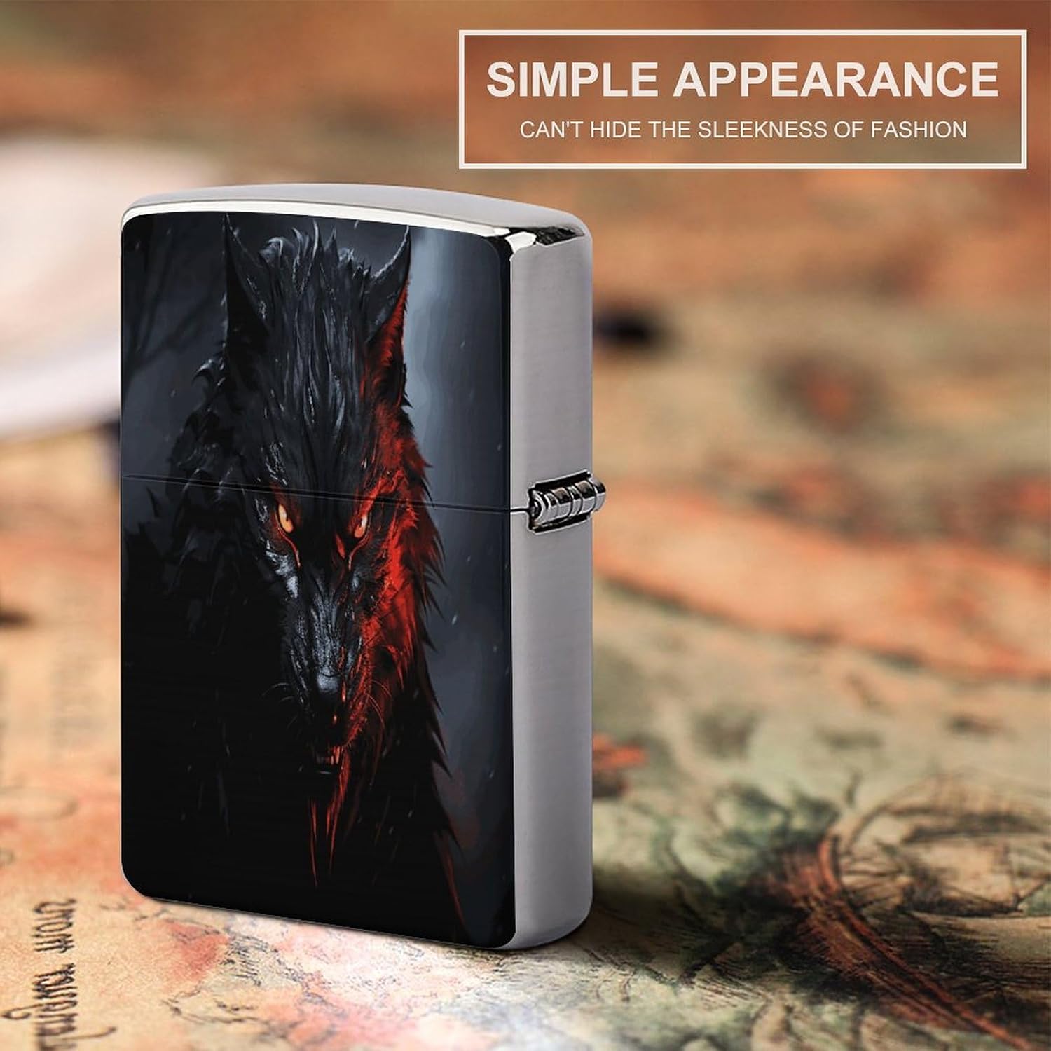 Big Black Wolf with Red Eyes Lighter Case Cover Lighter Shell
