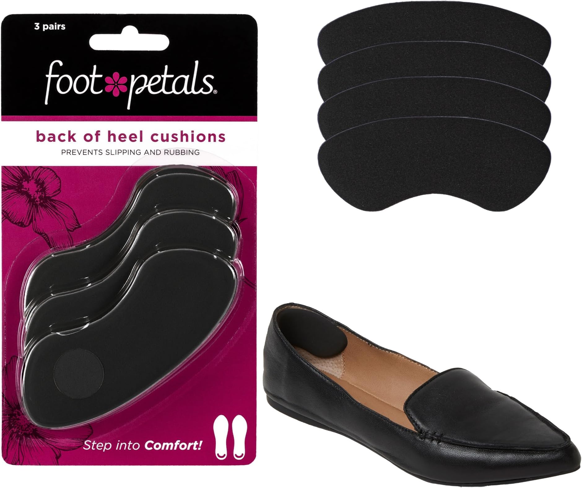 Foot Petals Heavenly Heelz Cushions-Black Iris-3 pair