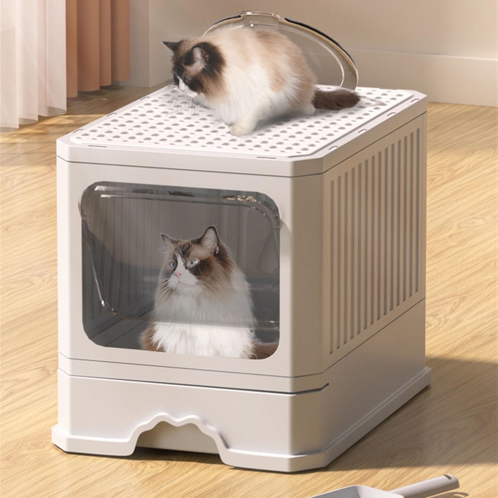 Lettiera per Gatti Lettiera pieghevole for gatti con coperchio, lettiera for gatti con paletta, toilette for gatti anti-schizzi con ingresso dall'alto, lettiera for gatti coperta, ingresso e uscita bi