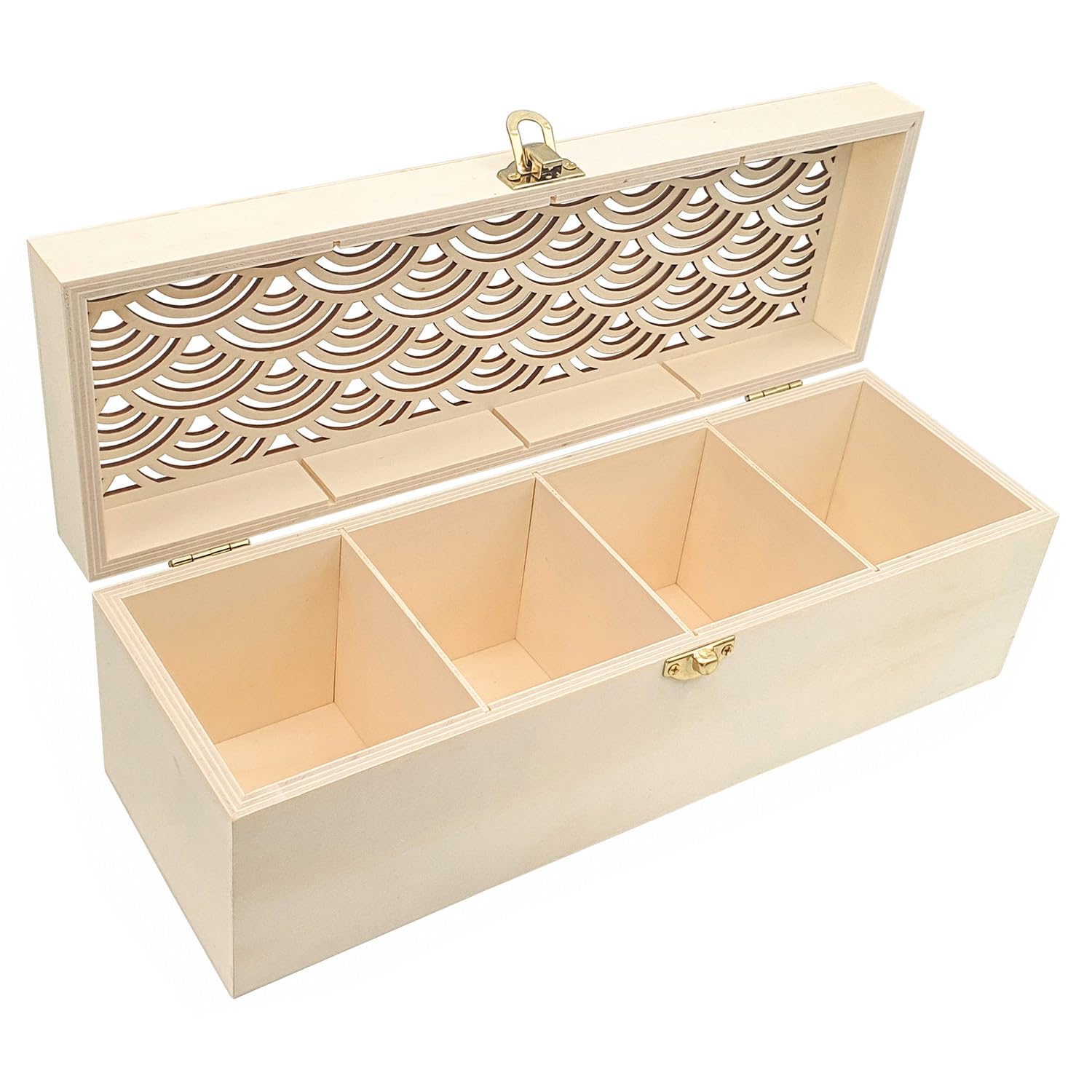 Boite à thé en bois style japonais à 4 compartiments pour organiser vos infusions
