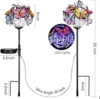Vista 2 de Outdoor Solar Garden Lights - 2 Pack Solar Powered Garden Stake Lights with 18 Butterflies and Copper String Lights, Multicolor