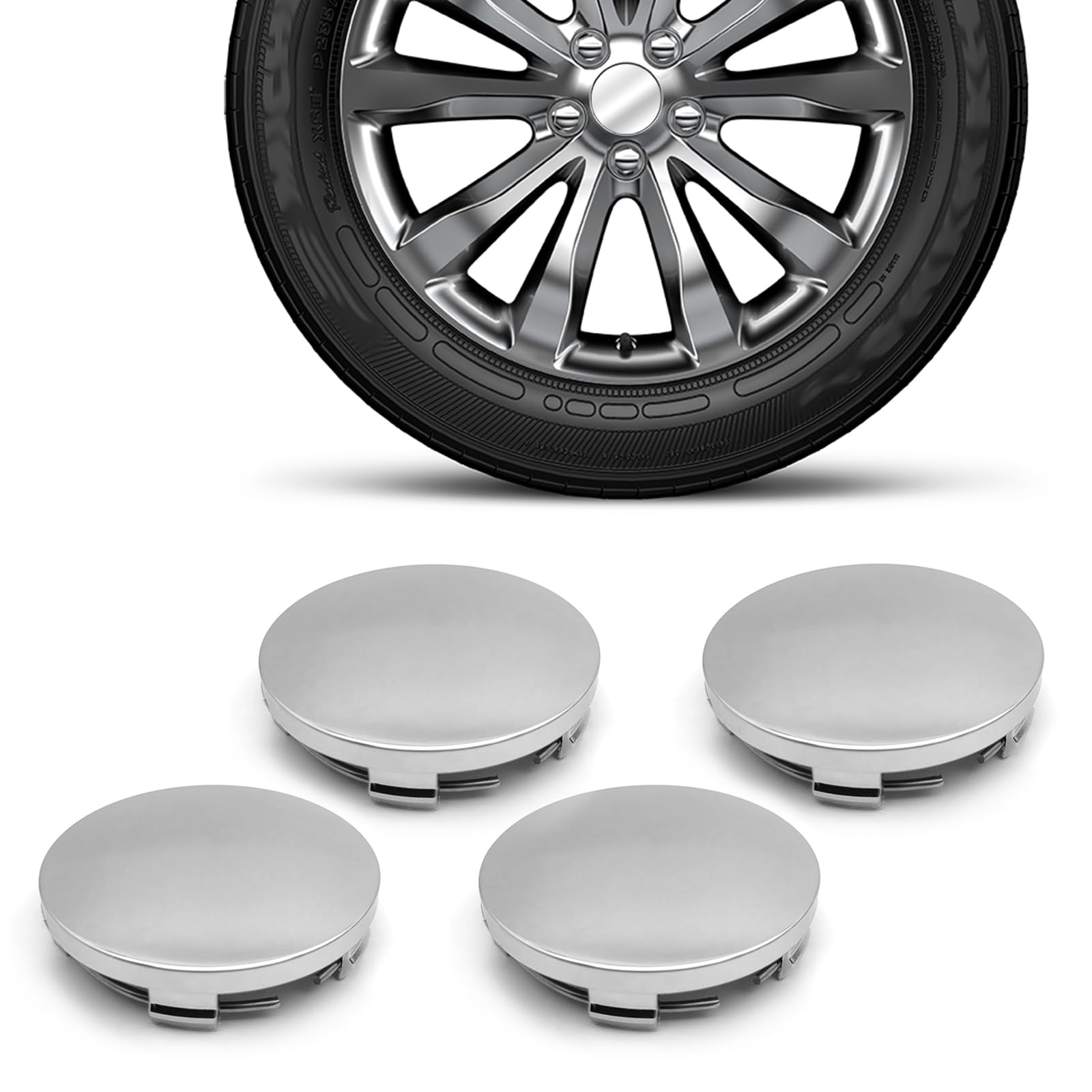 Bookeel Pack-4 Car Wheel Center Hub Cover, 2.36" OD 2.2" ID 0.57" H Snap-on Car Rim Hub Fastening Cover, Waterproof and Rust-Proof Protection Wheel