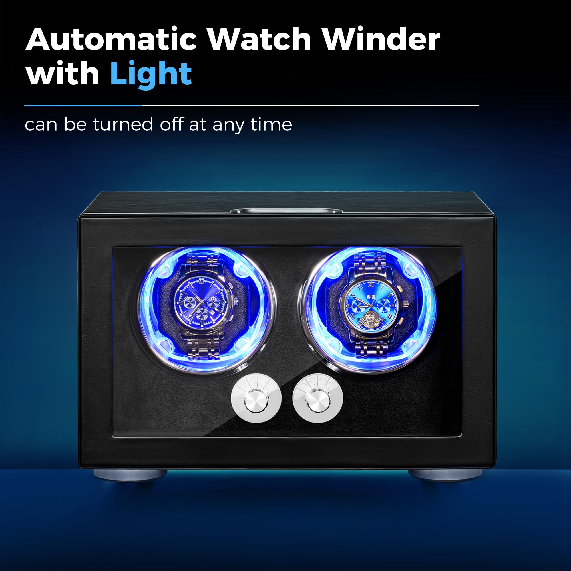 ANWBROAD Remontoir Pour Montres Automatiques Double Rotor Avec LED et 4 Modes de Rotation Retourneur de Montre Moteur Mabuchi Ultra Silencieux JWW004B