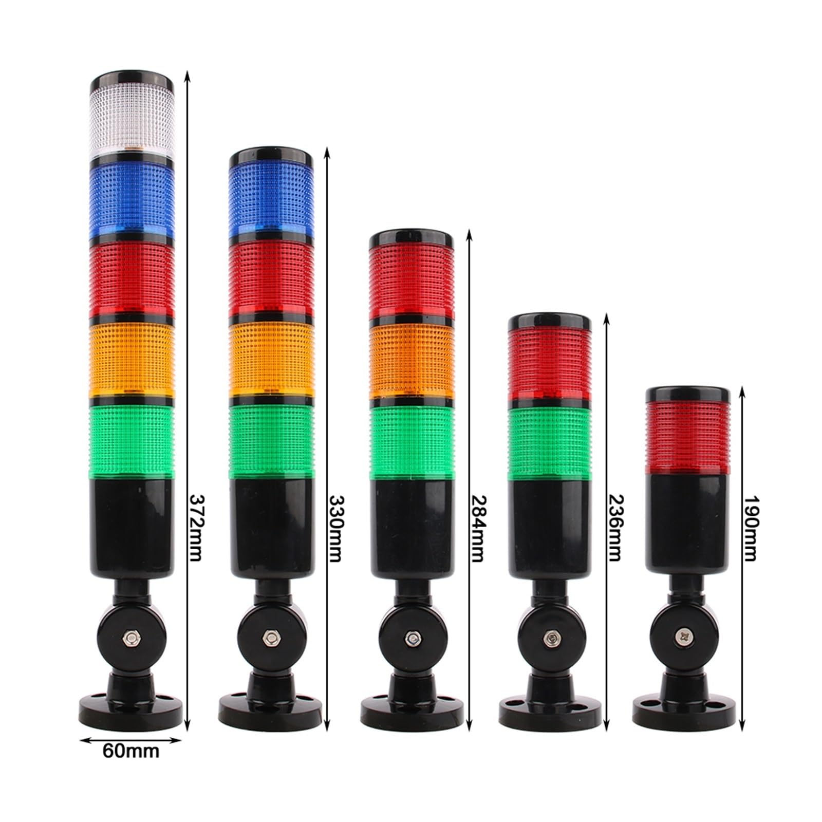 1 szt. H50 wielowarstwowa obrotowa przemysłowa lampa sygnalizacyjna LED wieża ostrzegawcza urządzenie alarmowe DC12V24V AC220V lampa ostrzegawcza (2 warstwy - z brzęczykiem, lampa błyskowa-DC