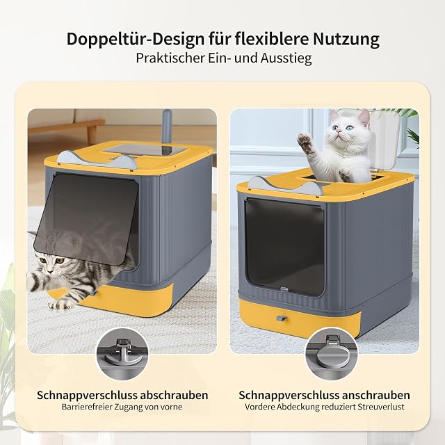 Foto 7 de 8 de Bandeja para gatos plegable con entrada frontal y salida superior, gran espacio, casa de baño para gatos…
