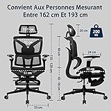 Ergonomic Office Chair Large and Tall with Footrest, 5D Adjustable Armrests, Lumbar Support, Reclining Mesh Backrest, Adjustable Depth Seat, Kids Chair, Black - 2