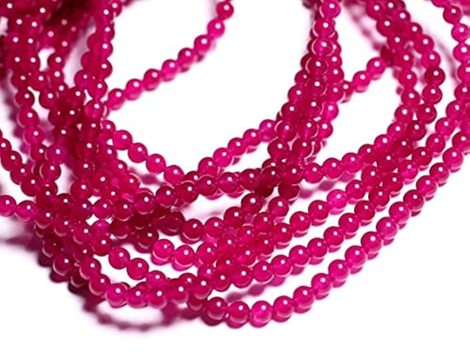 Perles de jade 4 mm fuchsia pour remplacer vos perles ternes fil 39cm