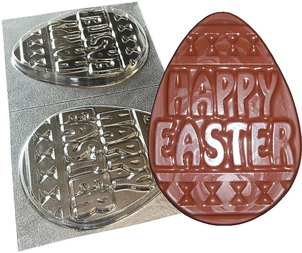 Happy Easter Egg Shaped Chocolate Plaque Mould Reusable Mold Make 110g Bars