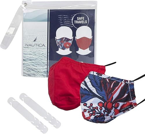 Nautica Choose Safety 2 Extensores de máscara facial y bolsa de muñeca, rojo y FLRL, talla única, Rojo y Flrl