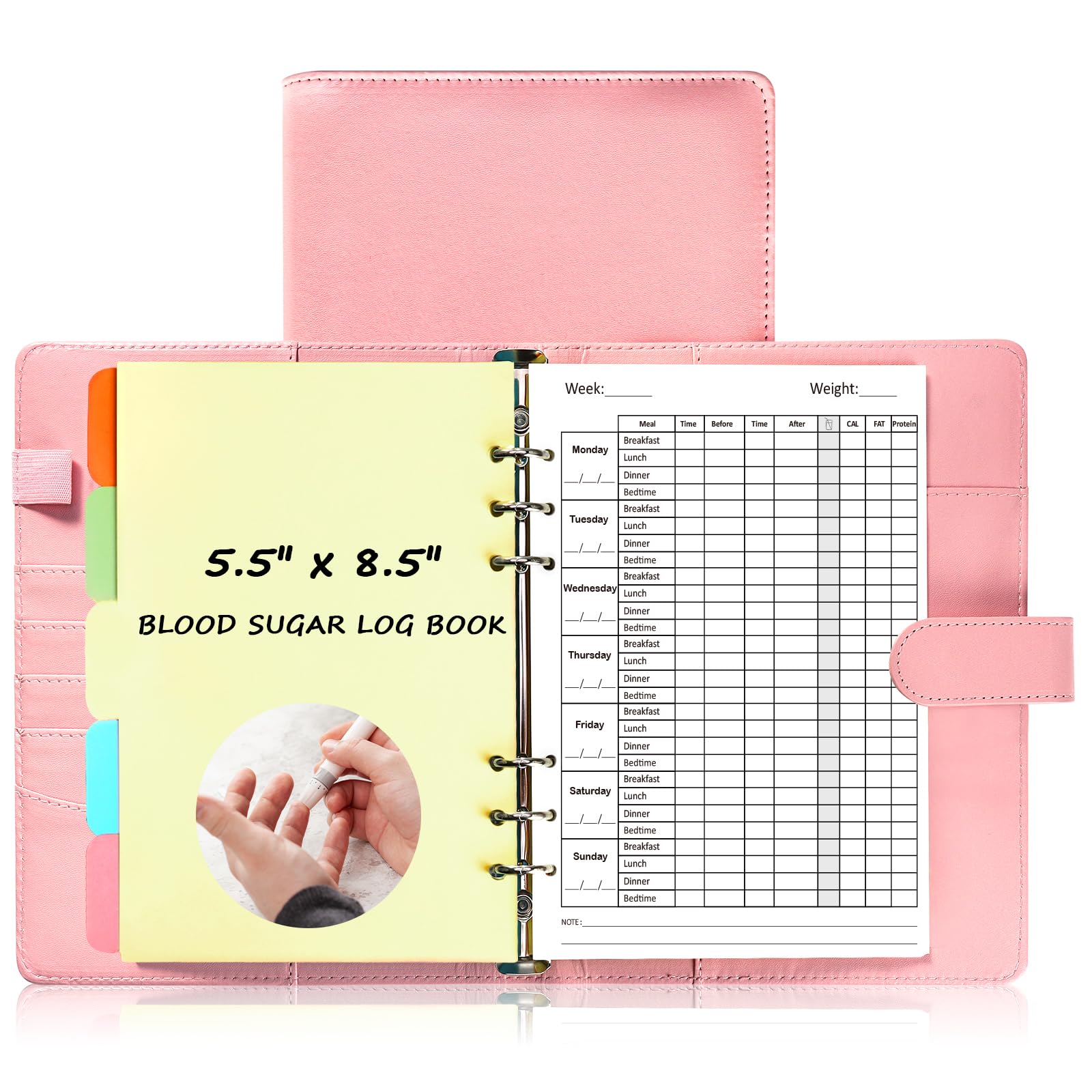 Diabetes Log Book A5 Daily Diabetic Glucose Diary Blood Sugar Journal Loose-leaf Log Book Diabetes Tracking Journal Blood Sugar Record Book Self Test