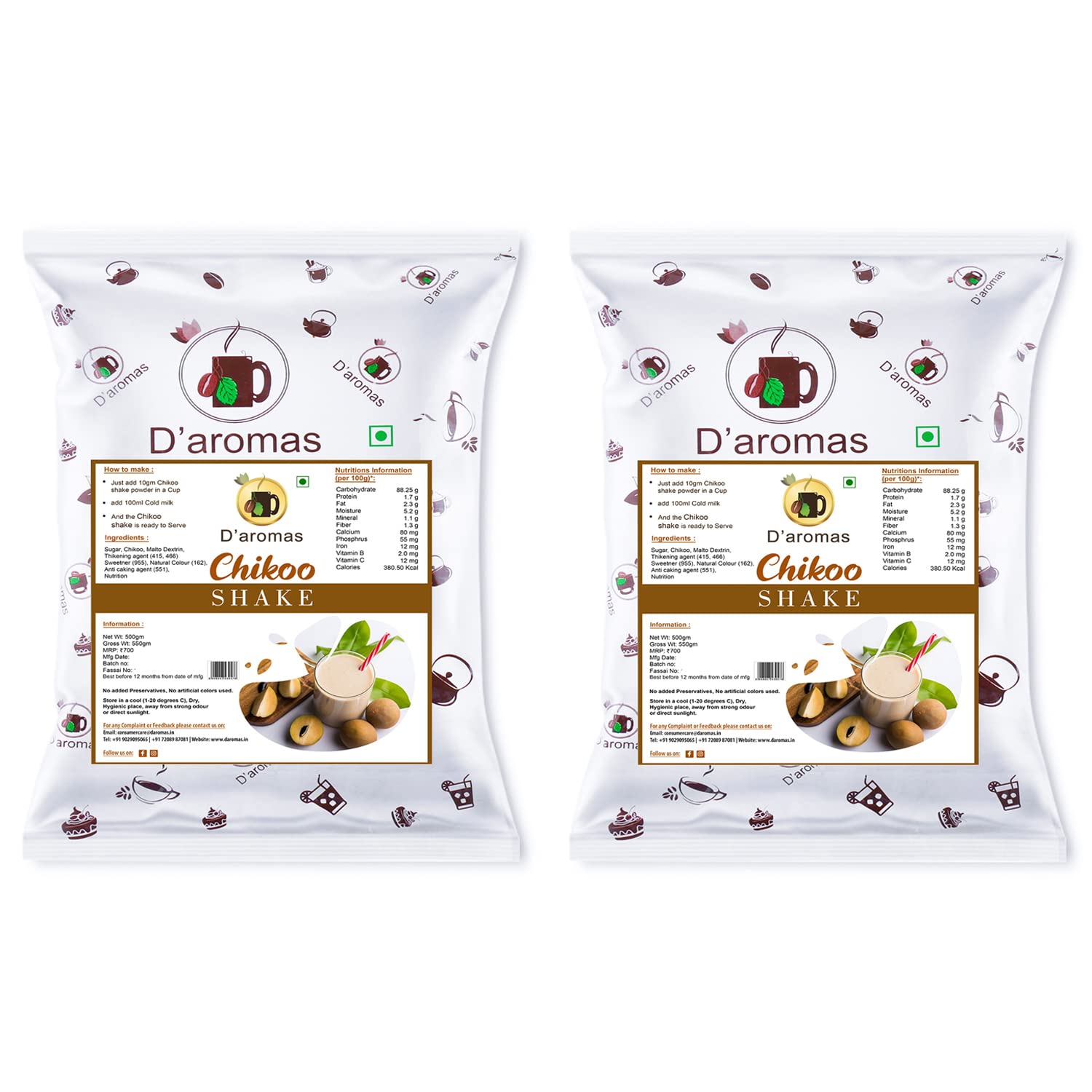 D'aromas Chikoo Shake Premix, Instant Milkshake Powder - 1kg, Ideal for Parties, Wedding, Café, Restaurant-image-30