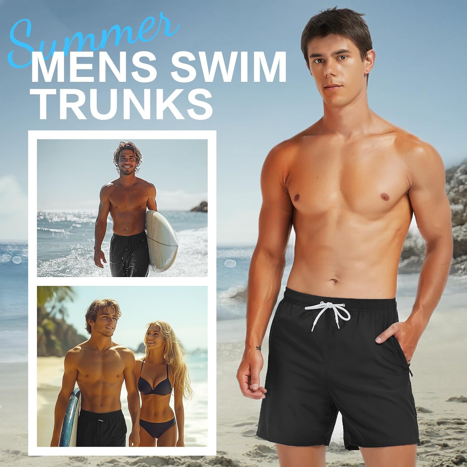 Scotamalone Mens Swim Trunks 2 in 1 Swimming Shorts Swimwear Bathing Suits Beach Resort Quick Dry with Zipper Pockets - Image 5