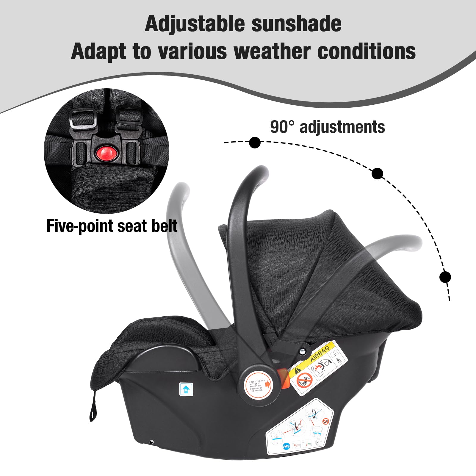 Cochecito Bebe 3 Piezas Con Capazo,Sistema De Viaje, Cochecito PortáTil Plegable De Alta VisióN,Cochecito Compacto Con Altura Regulable,0-48 Meses